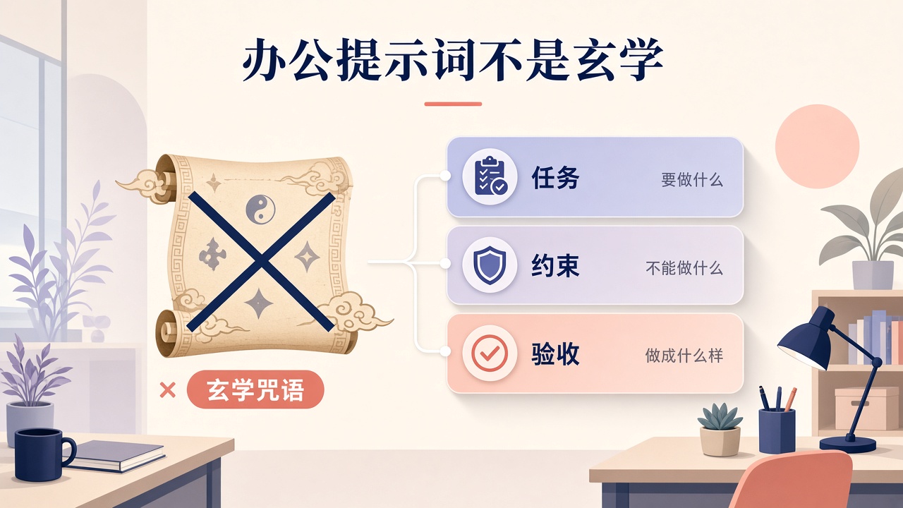 办公提示词不是玄学:任务、约束、验收三层就够用