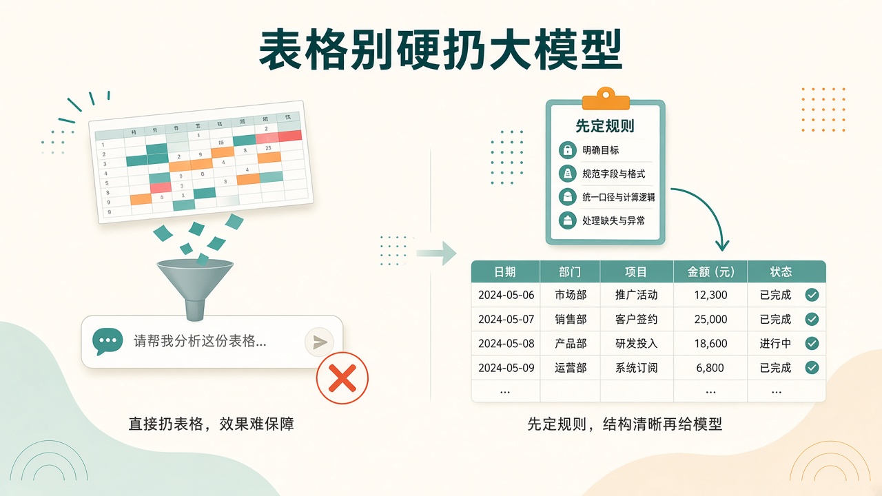 表格别硬扔大模型：先定清洗规则，再让 AI 补漏