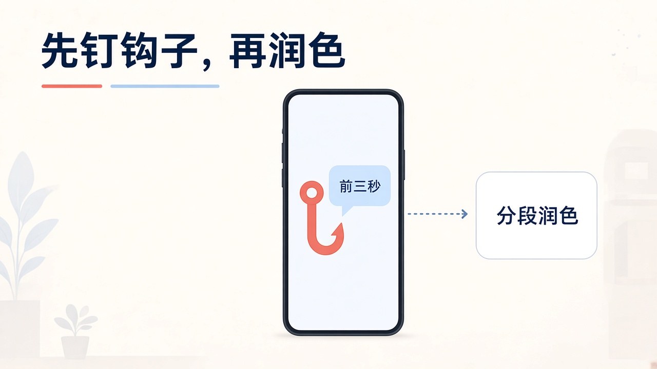 短视频口播别让 AI 一次写完：先钉钩子，再润色